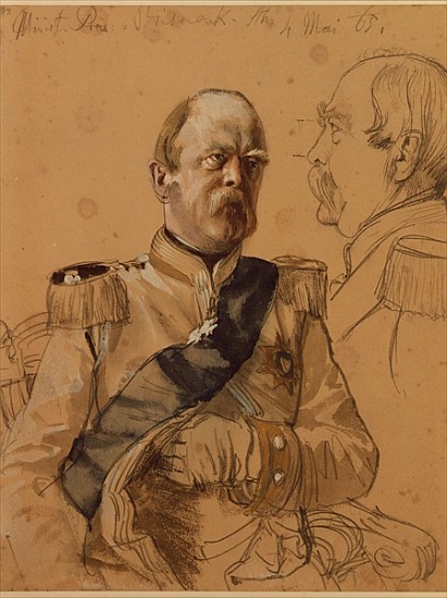 Prince Otto von Bismarck, 1865 (pencil & wash on paper) from Adolph Friedrich Erdmann von Menzel