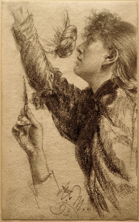 Studie zu einer jungen Frau mit erhobenem Arm from Adolph Friedrich Erdmann von Menzel