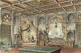 A Moorish billiard room, illustration from La Decoration Interieure, published c.1893-94