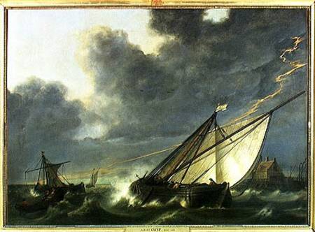Boats in the Estuary of Holland Diep in a Storm from Aelbert Cuyp