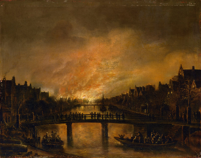 Blaze in Amsterdam from Aert van der the Elder Neer