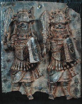 Benin plaque with two warriors, Nigeria