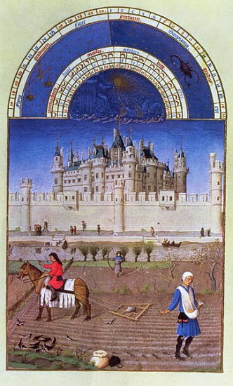 Facsimile of October: sowing the winter grain the Limbourg brothers, from the ''Tres Riches Heures d from (after) French School