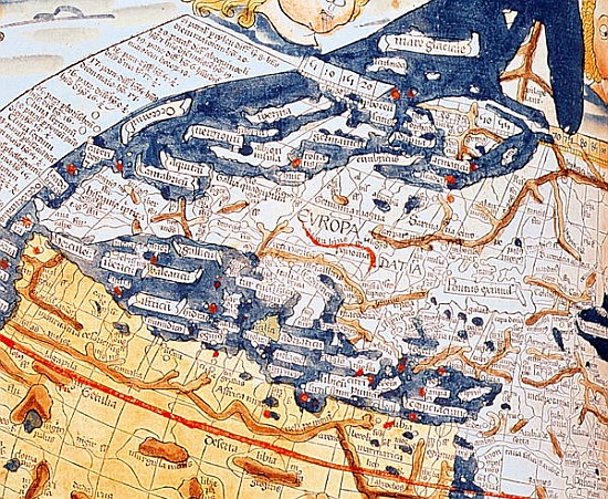 Map of central Europe, 1486 (details of 157909) from (after) Ptolemy