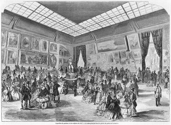 Salon of painting and sculpture of 1857, the main room in the Palais de l''Industrie gallery, Paris from (after) A Provost