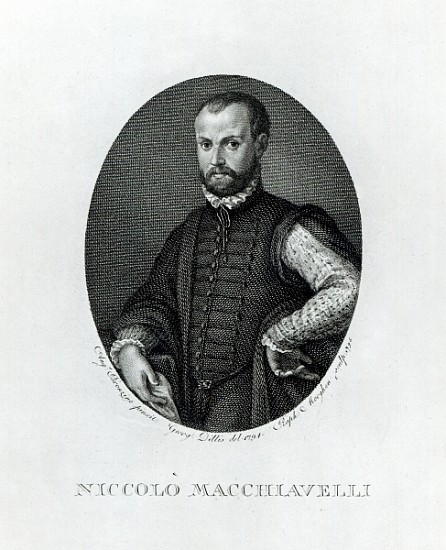 Portrait of Niccolo Machiavelli (1469-1527); engraved by Rafaello Morgan (1758-1833) in 1795 from (after) Agnolo Bronzino