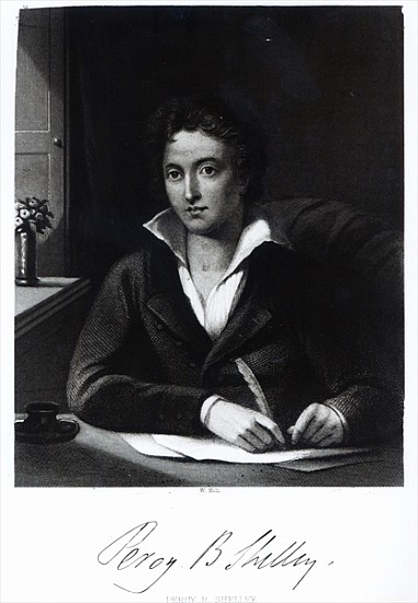 Percy Bysshe Shelley; engraved by William Holl from (after) Amelia Curran