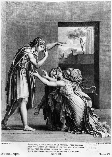 Andromache at the feet of Pyrrhus, illustration from Act III Scene 7 of ''Andromaque'' Jean Racine (
