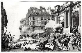 Day of 13 Vendemiaire an IV (5th October 1795), shoot-out before St. Roch church in Paris; engraved 