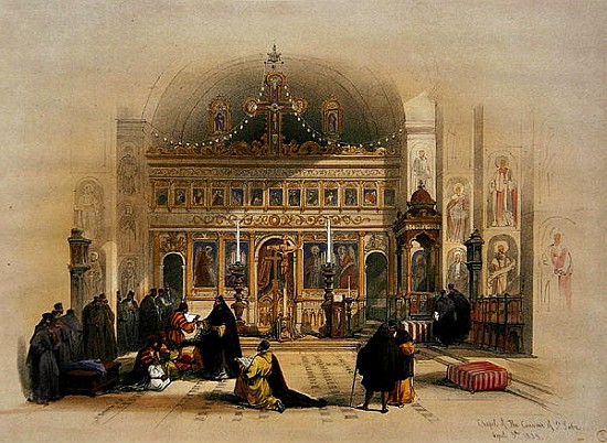 Chapel of the Convent of St. Saba, 5th April 1839, from Volume II ''published in London ''The Holy L from (after) David Roberts