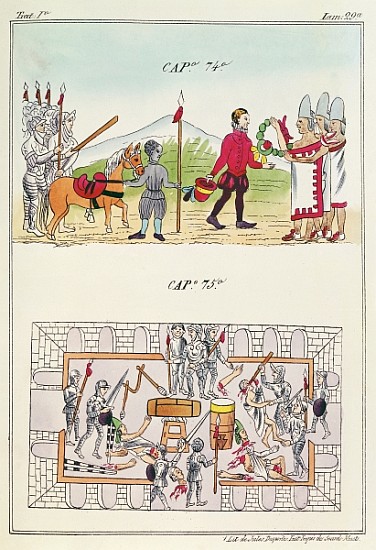 Cap 74 and Cap 75, illustrations from ''Historia de las Indias de Nueva Espana y islas de tierra fir from (after) Diego Duran