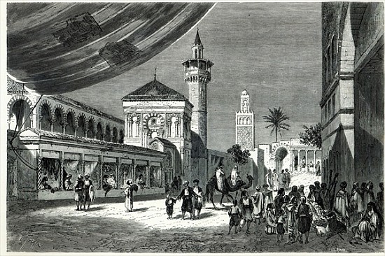 A Bazaar at Tunis from (after) Emile Theodore Therond