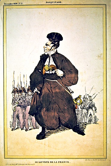 Caricature of Baron Pasquier as ''Saviour of France'' from (after) Fortune Delarue