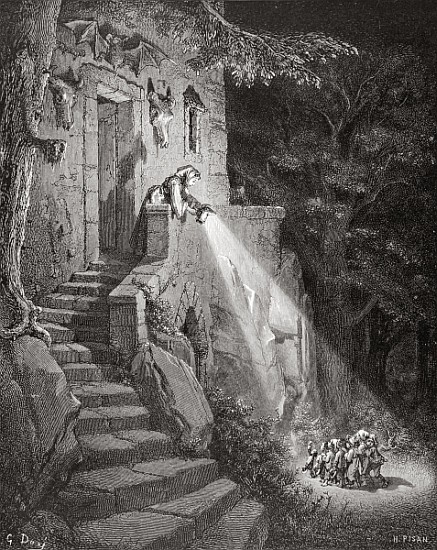 The Dwelling of the Ogre; engraved by Heliodore Joseph Pisan (1822-90) c.1868 from (after) Gustave Dore