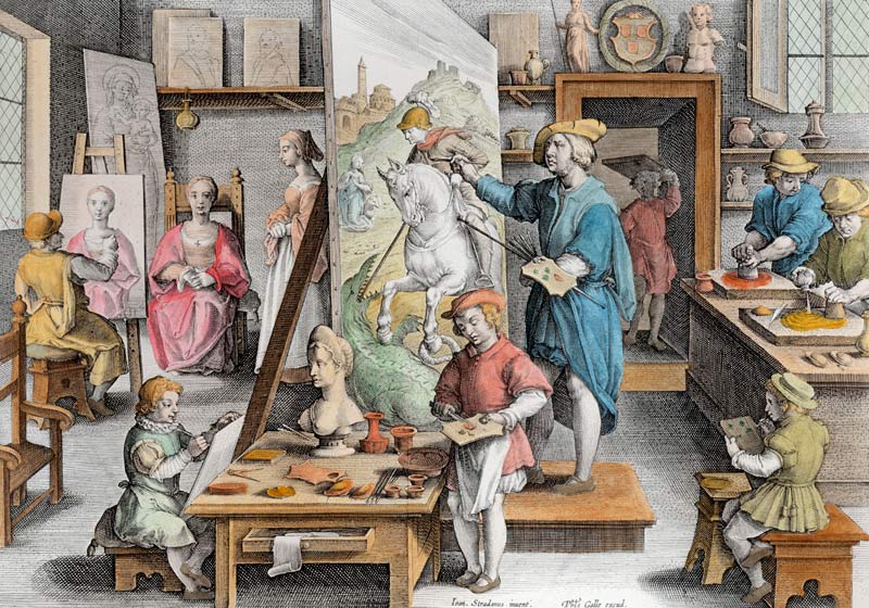 The Invention of Oil Paint, plate 15 from ''Nova Reperta'' (New Discoveries) ; engraved by Philip Ga from (after) Jan van der (Giovanni Stradano) Straet