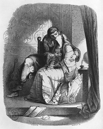 Heloise and Abelard kissing, illustration from ''Lettres d''Heloise et d''Abelard'' from (after) Jean Francois Gigoux