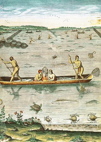 How the Indians Catch their Fish, from ''Admiranda Narratio...''; engraved by Theodore de Bry (1528- from (after) John White