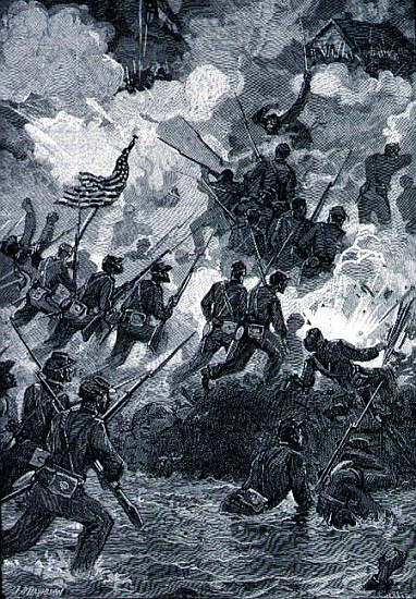 The Night Assault on Battery Wagner, July 18th 1863; engraved by C. H. Reed, illustration from ''Bat from (after) Julian Oliver Davidson