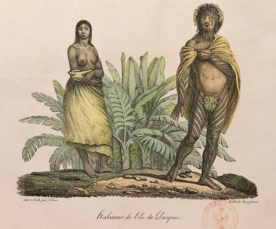 Inhabitants of Easter Island, from ''Voyage Pittoresque Autour du Monde''; engraved by G. Langlume from (after) Ludwig (Louis) Choris