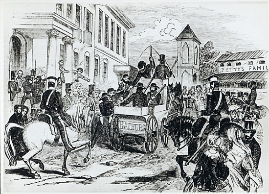 Arrival of the Government Conveyance at the Colonial Treasury, Sydney, on 21st August 1851, from ''T from (after) Marshall Claxton