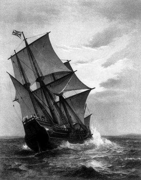 The Mayflower; engraved by and pub. John A. Lowell, Boston