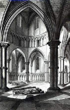 Interior of the Temple Church showing the effigies of the Knights9b/w photo)