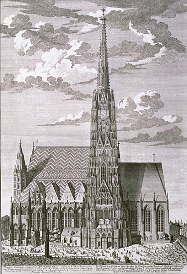 View of St. Stephan''s Cathedral, Vienna ; engraved by George-Daniel Heumann (1691-1759) from (after) Salomon Kleiner
