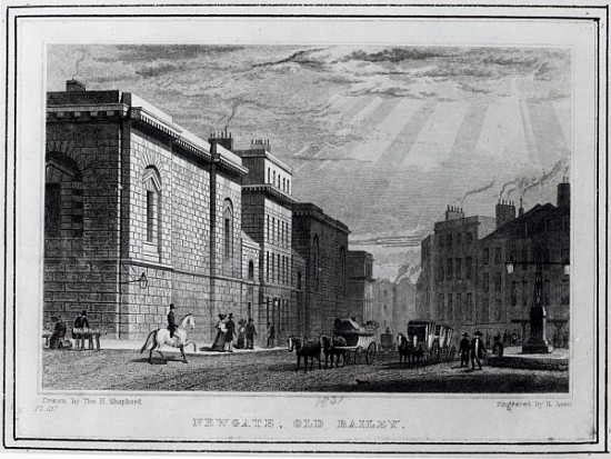 Newgate prison and the Old Bailey; engraved by Robert Acon from (after) Thomas Hosmer Shepherd