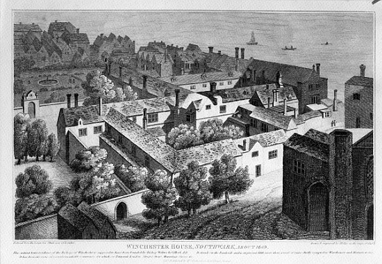 Winchester House, Southwark in about 1649, published in 1812 from (after) Wenceslaus Hollar