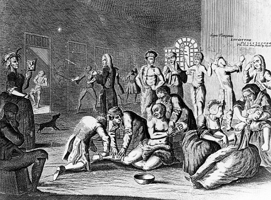 Scene in a Madhouse, from A Rake''s Progress from (after) William Hogarth