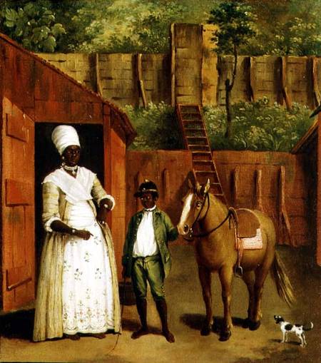 A Negro Mother and Son with a Pony outside a Stable from Agostino Brunias