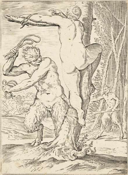 Satyr Whipping a Nymph from Agostino Carracci