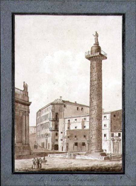 Trajan's Column, Rome  & ink and sepia wash on from Agostino Tofanelli