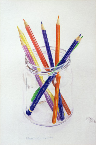 Coloured Pencils in a Jar, 1980 (coloured pencil on paper)  from Alan  Byrne