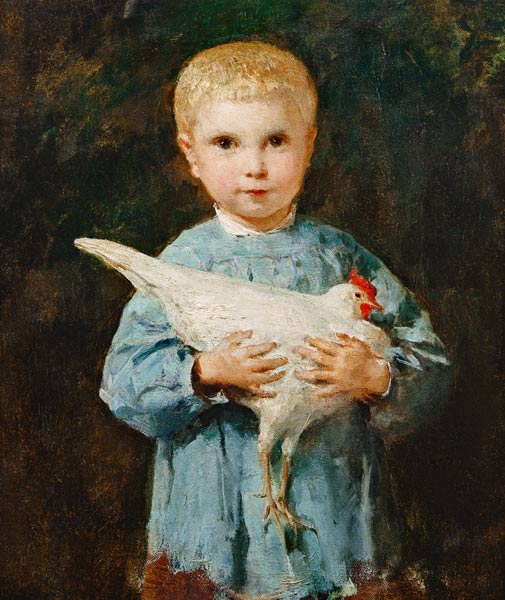 Maurice Anker with chicken from Albert Anker