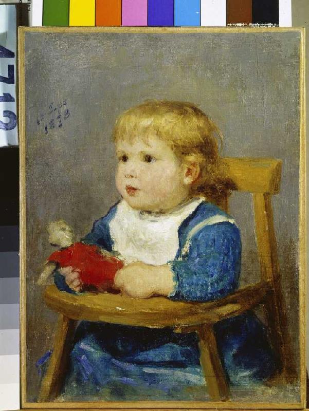 Girl in the child small chair from Albert Anker