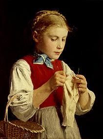 Knitting girl from Albert Anker