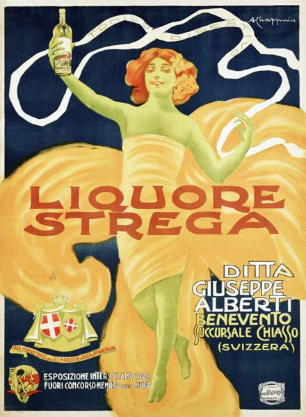 Poster advertising 'Strega' liquer from Alberto Chappuis