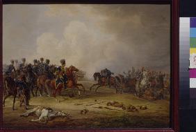 An attack of Austrian Hussars on the French battery