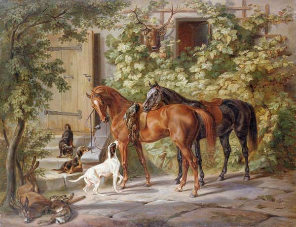 Horses at the Porch from Albrecht Adam