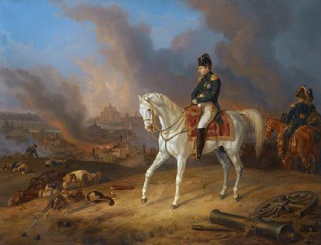 Napoleon Bonaparte before the burning City of Smolensk