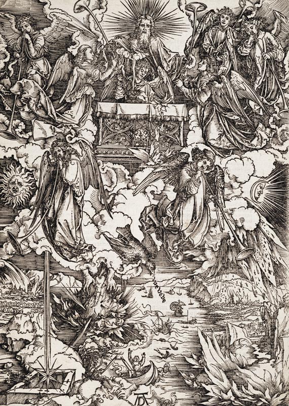 Die sieben Posaunenengel, aus der Folge der Apokalypse, Latein-Ausgabe 1511 from Albrecht Dürer