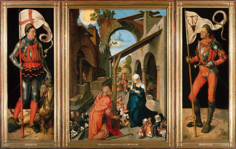 Paumgartner Altarpiece: Central Panel, the Nativity and Members of the Paumgartner Family; Left Hand from Albrecht Dürer