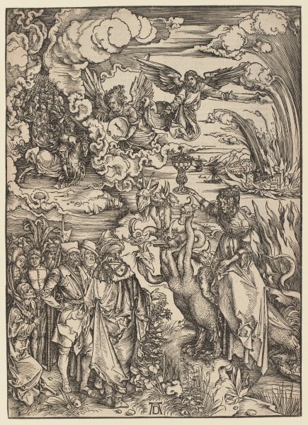 Das babylonische Weib, aus der Folge der Apokalypse, Urausgabe Deutsch 1498 from Albrecht Dürer