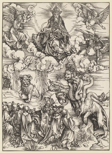 Das Tier mit den Lammhörnern, aus der Folge der Apokalypse, Einzeldruck vor dem Text from Albrecht Dürer