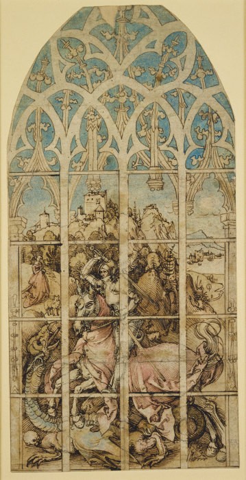 Sketch for a Glass Painting with St George from Albrecht Dürer
