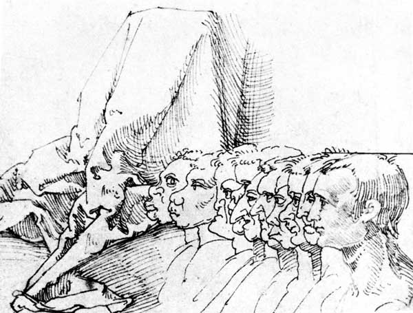 A.Dürer, Ten Heads in Profile / Draw. from Albrecht Dürer