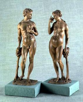 Adam and Eve, a pair of statues