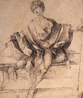 Seated Youth with Scales and a Cane