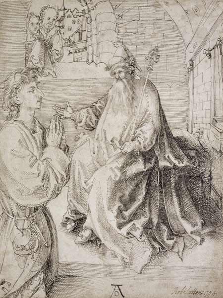 Youth Kneeling before a Potentate (pen & ink on paper) from Albrecht Dürer